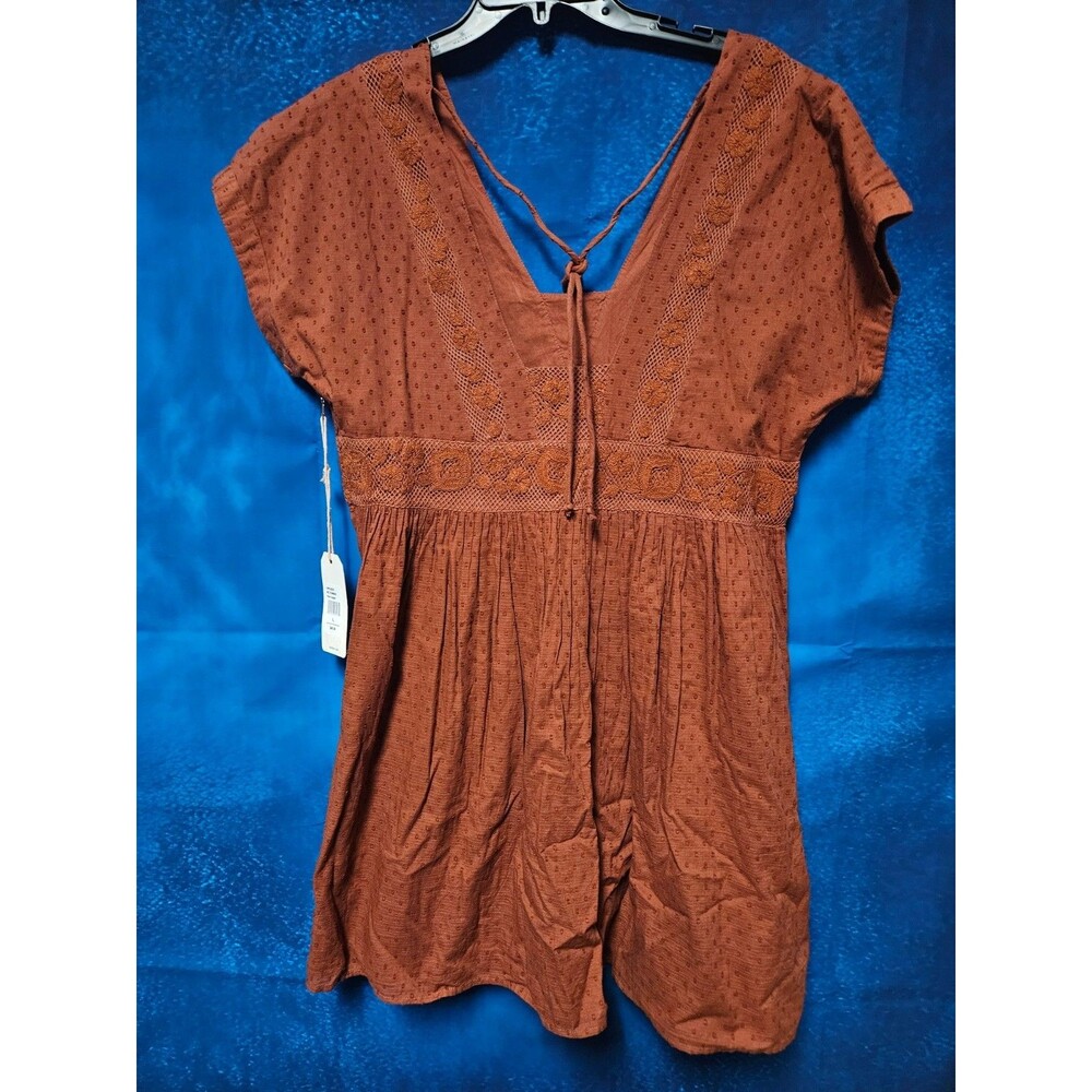 Shyanne Rust Brown Eyelet Midi Dress - Picture 2 of 4